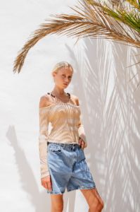 VRG GRL Tropical Noir Knit Top // Beige sold by Verge Girl