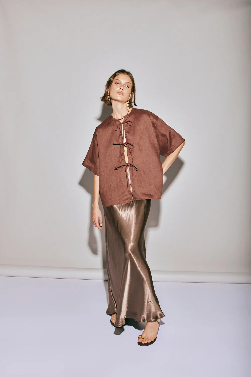 Naomi Linen Smock Top Umber sold by Verge Girl product image thumbnail 2