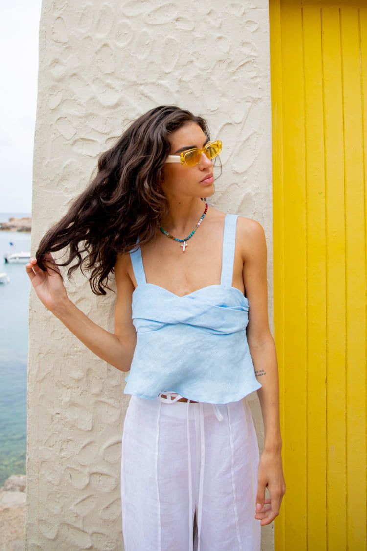 VRG GRL Azzurra Linen Top // Sky sold by Verge Girl