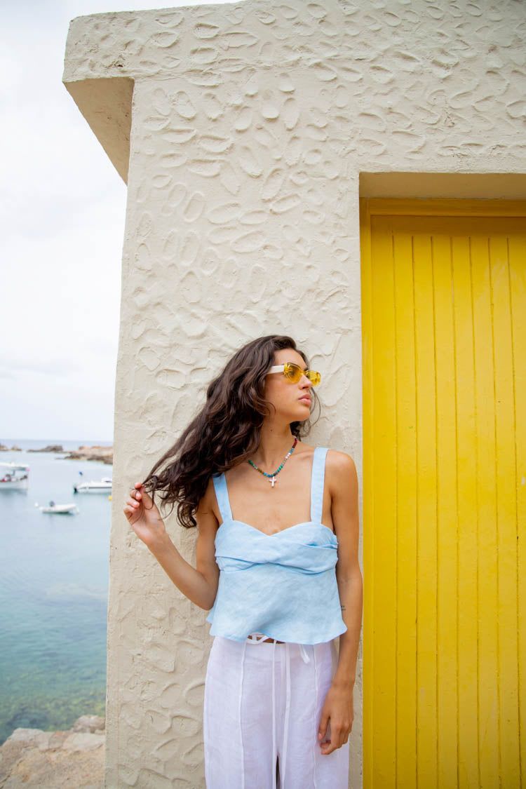 VRG GRL Azzurra Linen Top // Sky sold by Verge Girl product image thumbnail 6