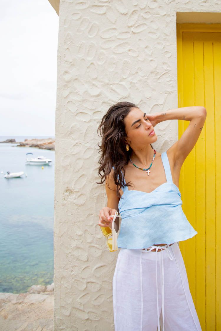 VRG GRL Azzurra Linen Top // Sky sold by Verge Girl product image thumbnail 3