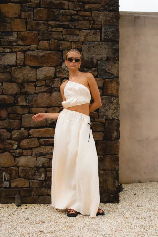VRG GRL Te Amo Linen Maxi Dress // Cream sold by Verge Girl