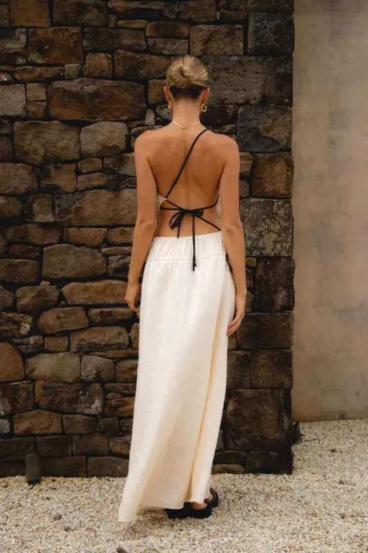 VRG GRL Te Amo Linen Maxi Dress // Cream | Parallel