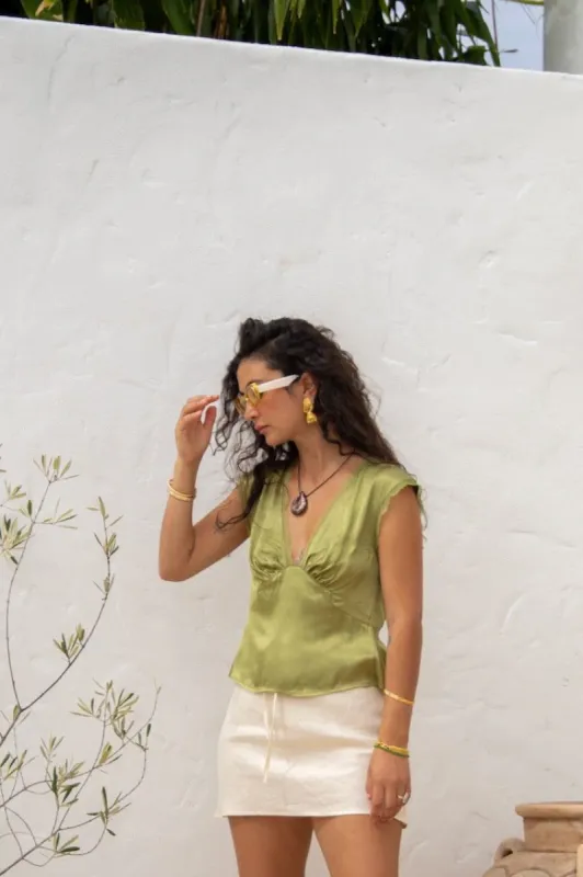 Vintage Lover Tie Back Top Olive sold by Verge Girl