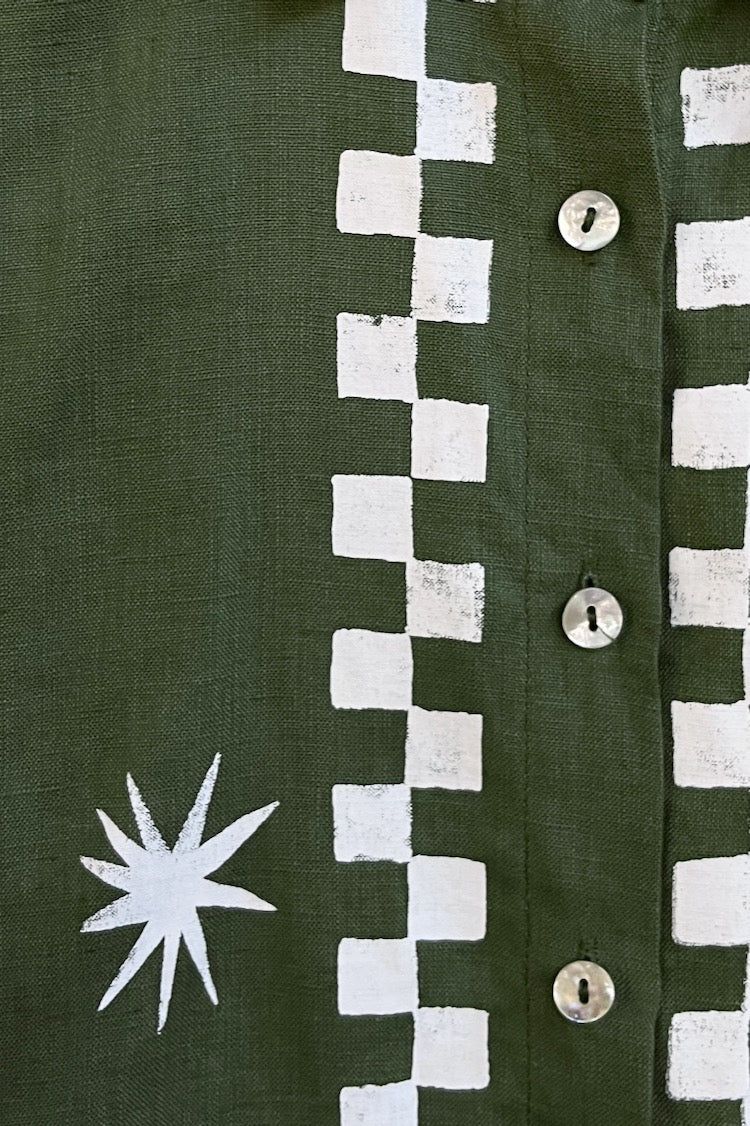 Mediterranean Blue Linen Shirt Green sold by Verge Girl product image thumbnail 9