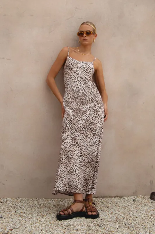 VRG GRL Power To Her Bias Cut Midi Dress // Leopard sold by Verge Girl