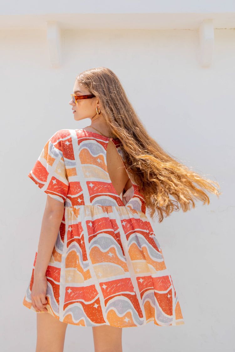 VRG GRL Odessa Linen Smock Mini Dress // Sunset Hour sold by Verge Girl product image thumbnail 2