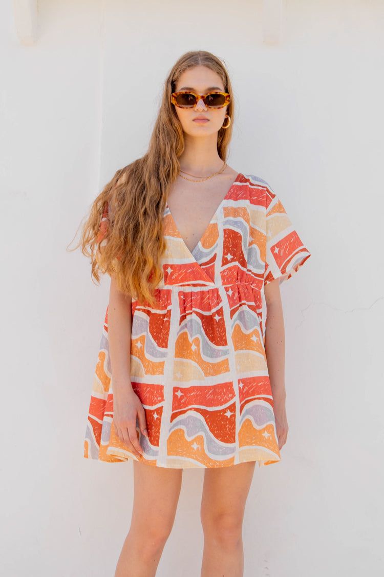 VRG GRL Odessa Linen Smock Mini Dress // Sunset Hour sold by Verge Girl product image thumbnail 3