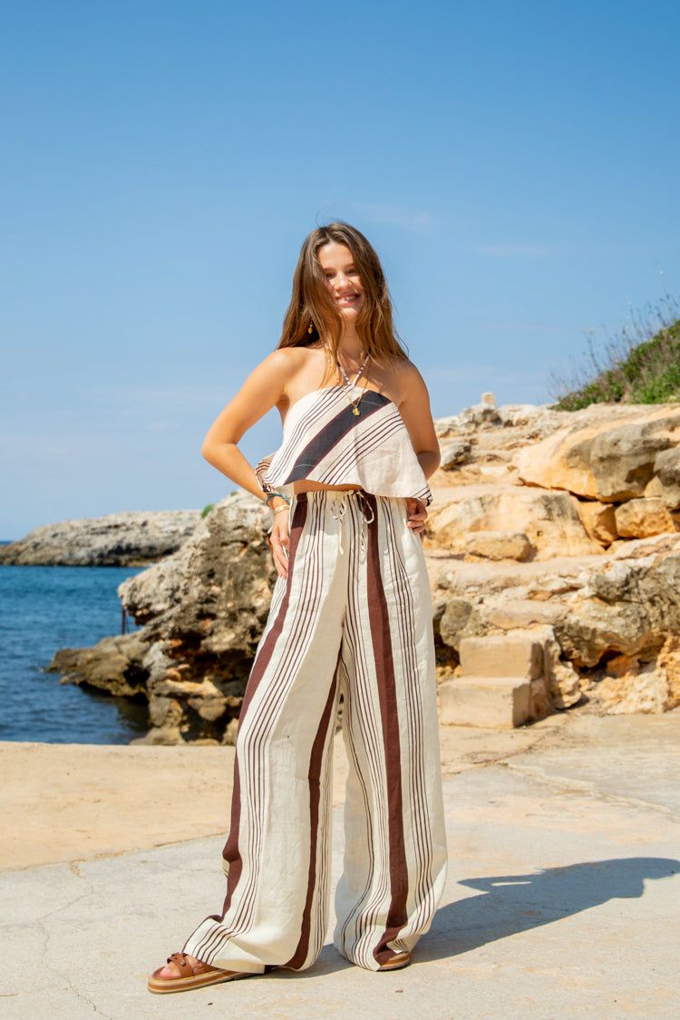 San Domenico Linen Halter Top Cream sold by Verge Girl product image thumbnail 5