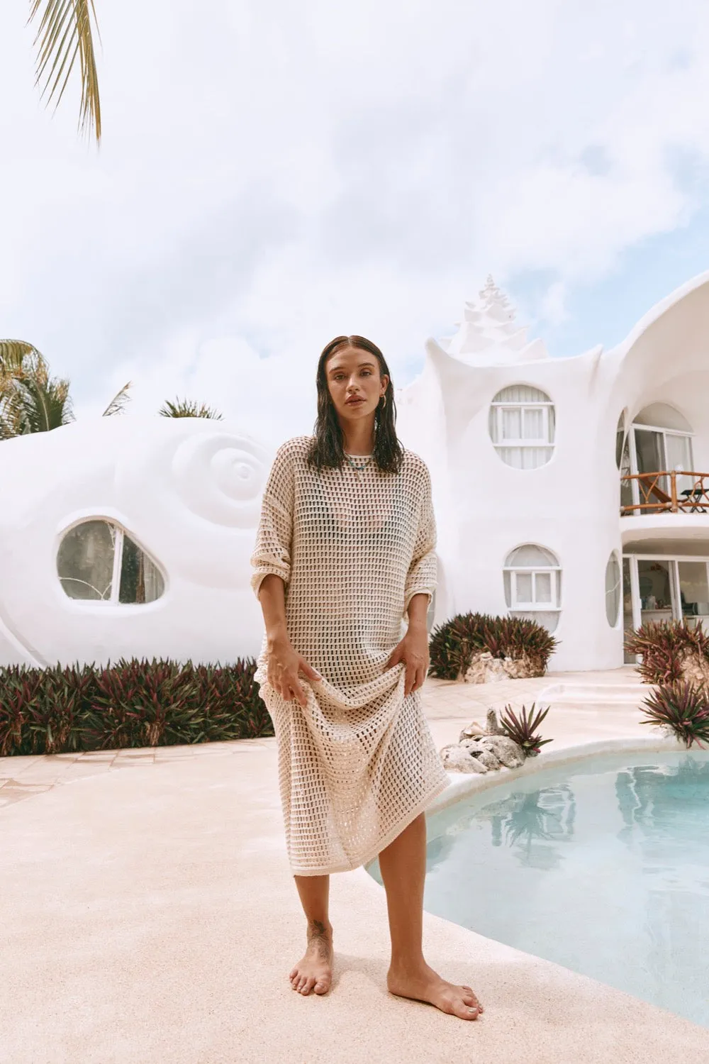 Cora Crochet Midi Dress Cream sold by Verge Girl product image thumbnail 3