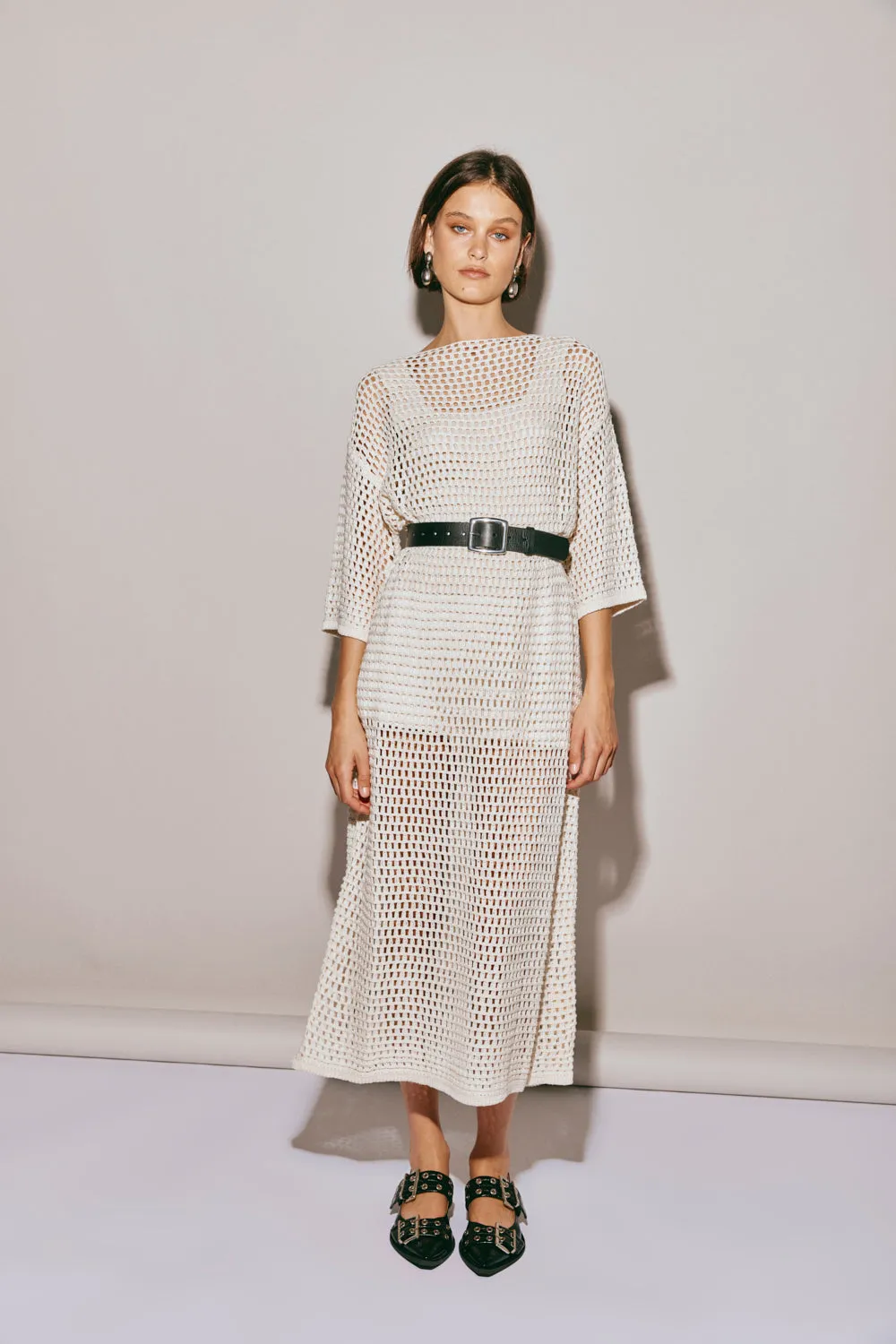 Cora Crochet Midi Dress Cream sold by Verge Girl