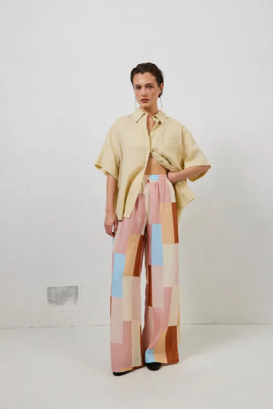 Petra Linen Pants Patchwork sold by Verge Girl