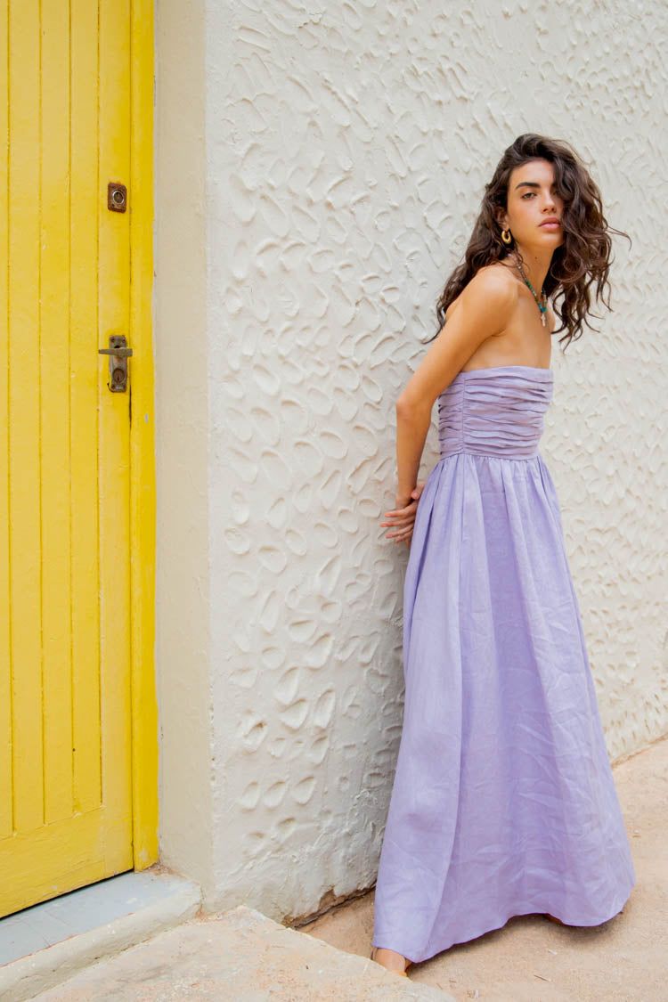 VRG GRL Saint Malo Linen Midi Dress // Lilac sold by Verge Girl product image thumbnail 5