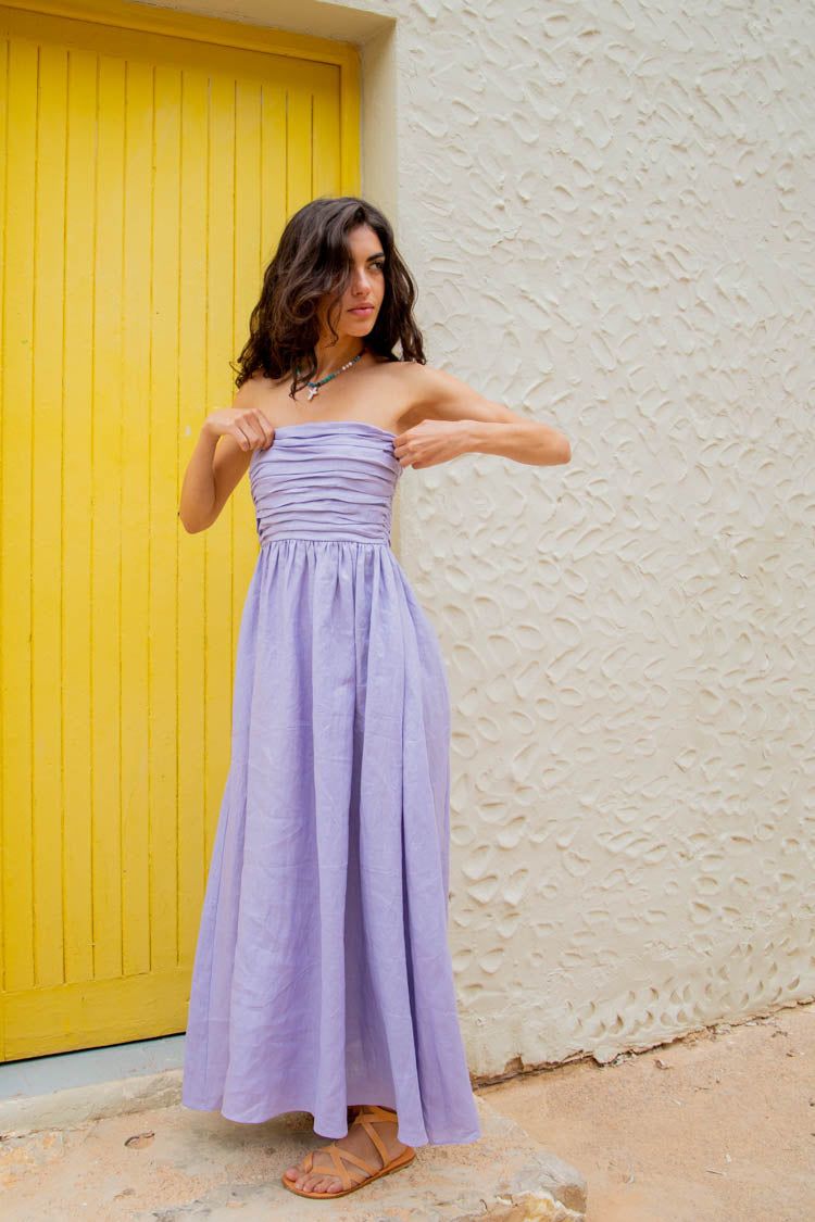 VRG GRL Saint Malo Linen Midi Dress // Lilac sold by Verge Girl product image thumbnail 3