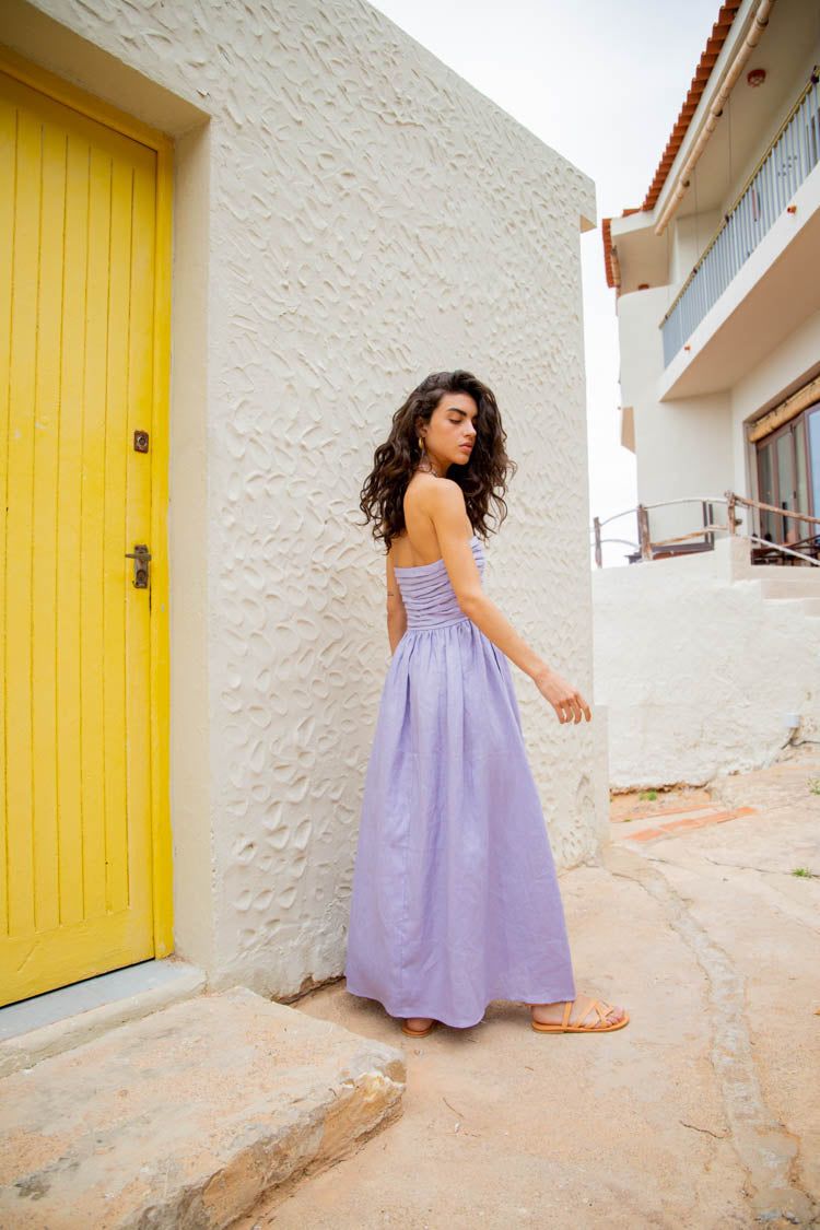 VRG GRL Saint Malo Linen Midi Dress // Lilac sold by Verge Girl product image thumbnail 7