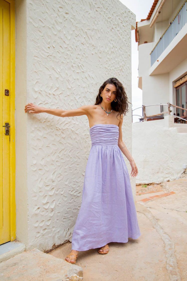 VRG GRL Saint Malo Linen Midi Dress // Lilac sold by Verge Girl product image thumbnail 6