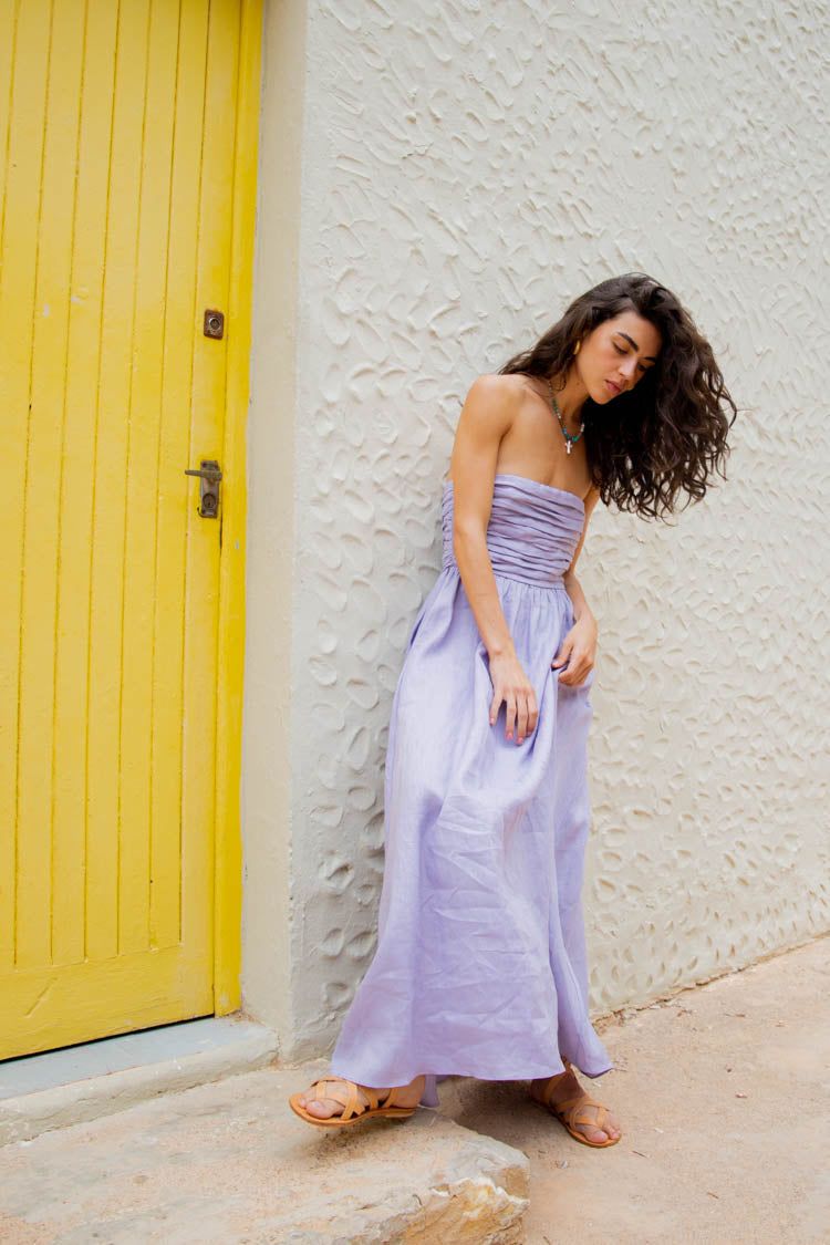 VRG GRL Saint Malo Linen Midi Dress // Lilac sold by Verge Girl product image thumbnail 8