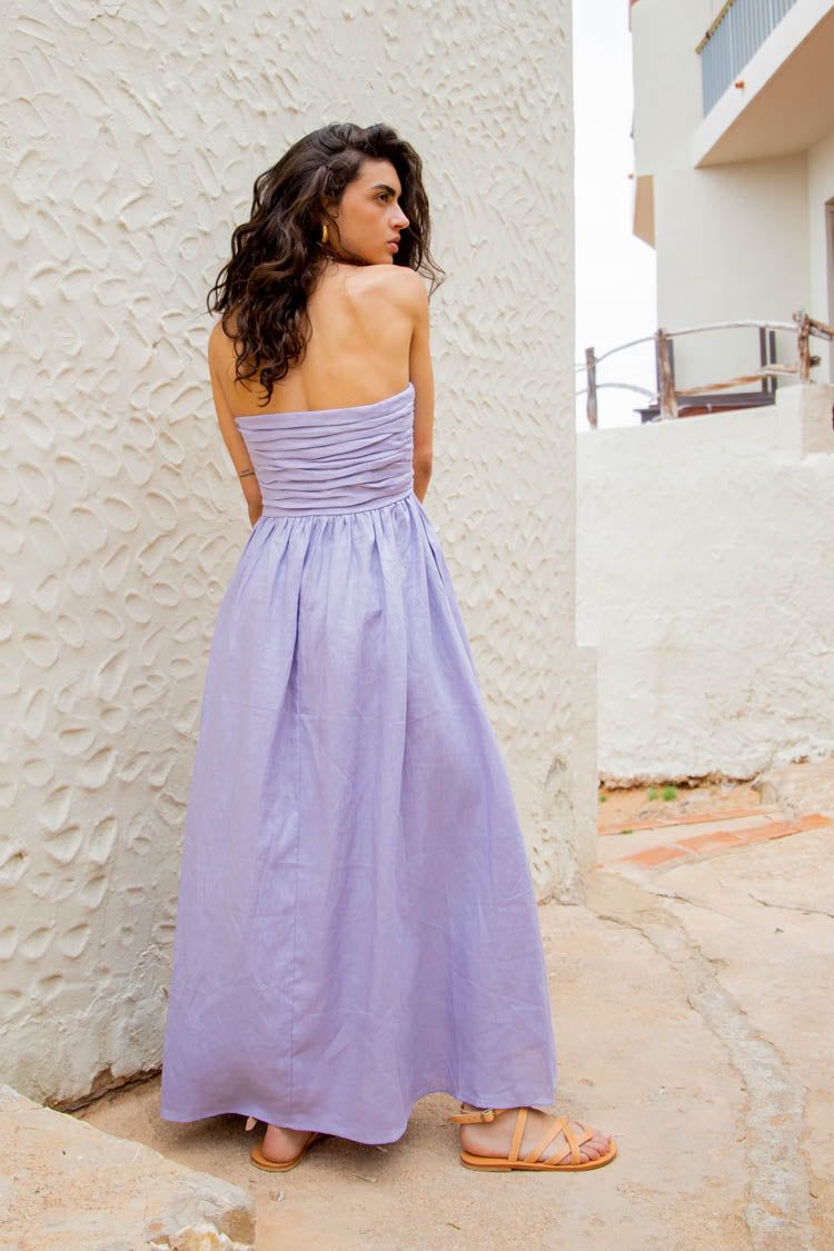 VRG GRL Saint Malo Linen Midi Dress // Lilac sold by Verge Girl product image thumbnail 4