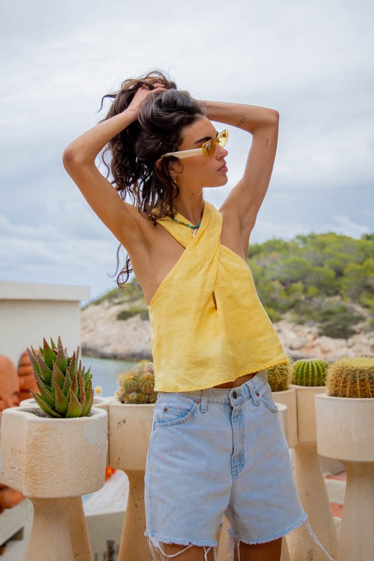 VRG GRL Allora Linen Top // Yellow sold by Verge Girl product image thumbnail 2