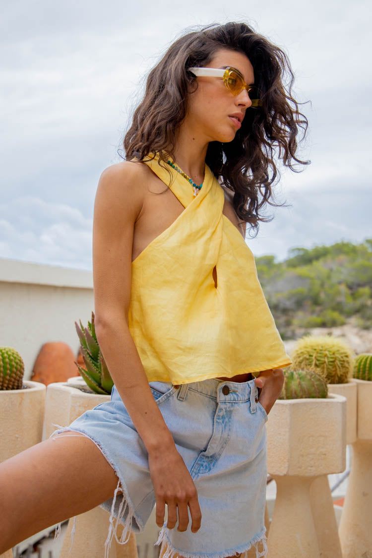 VRG GRL Allora Linen Top // Yellow sold by Verge Girl product image thumbnail 5