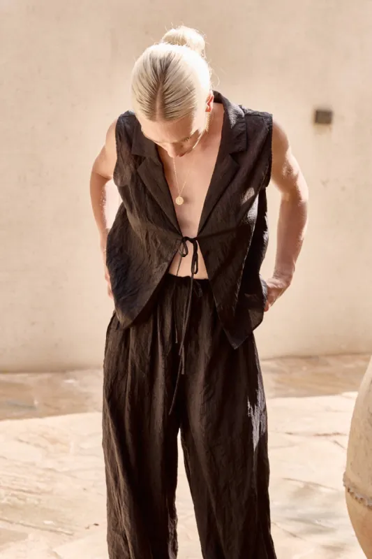 Nola Tie Front Top Black sold by Verge Girl