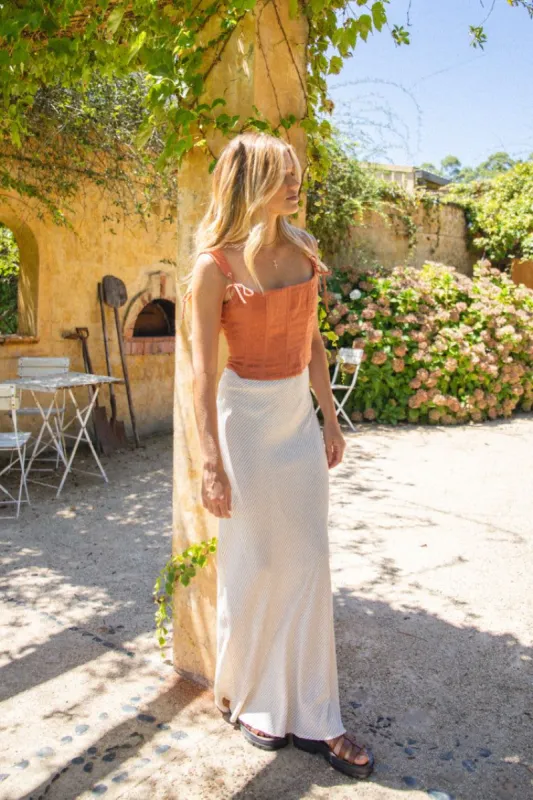 VRG GRL La Vie Bias Cut Maxi Skirt // Stripe sold by Verge Girl