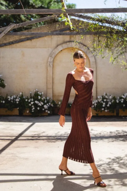 VRG GRL Beauty Musings Knit Midi Dress // Chocolate sold by Verge Girl