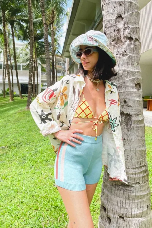 Free Feeling Knit Shorts Aqua sold by Verge Girl