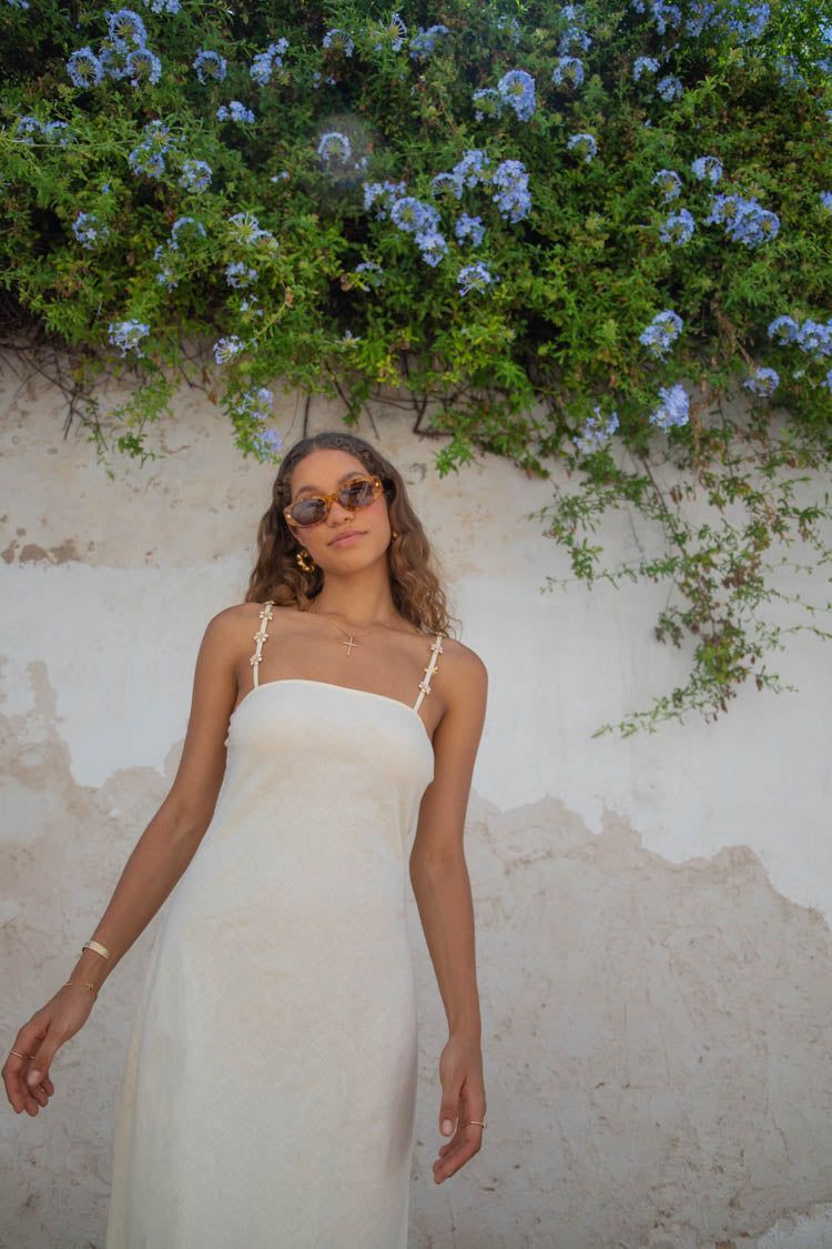 VRG GRL Floria Bias Cut Midi Dress // Cream sold by Verge Girl product image thumbnail 2