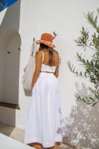 Cariño Linen Midi Skirt White sold by Verge Girl
