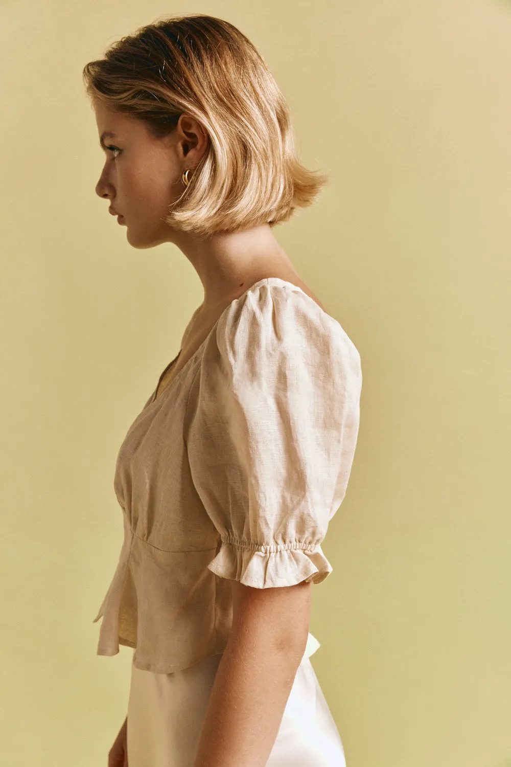 Olympia Linen Top Cream sold by Verge Girl product image thumbnail 3