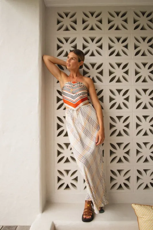 VRG GRL Seine At Sunset Bias Cut Maxi Skirt // Check sold by Verge Girl