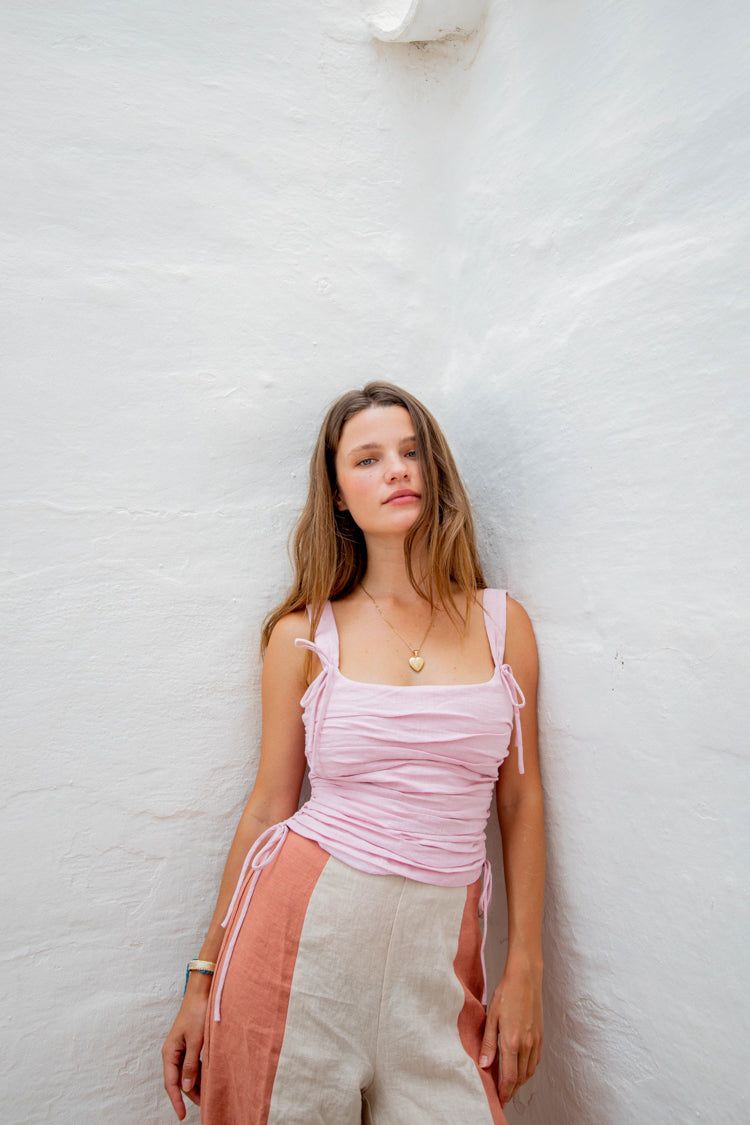 VRG GRL Romance Linen Corset Top // Blush sold by Verge Girl product image thumbnail 6