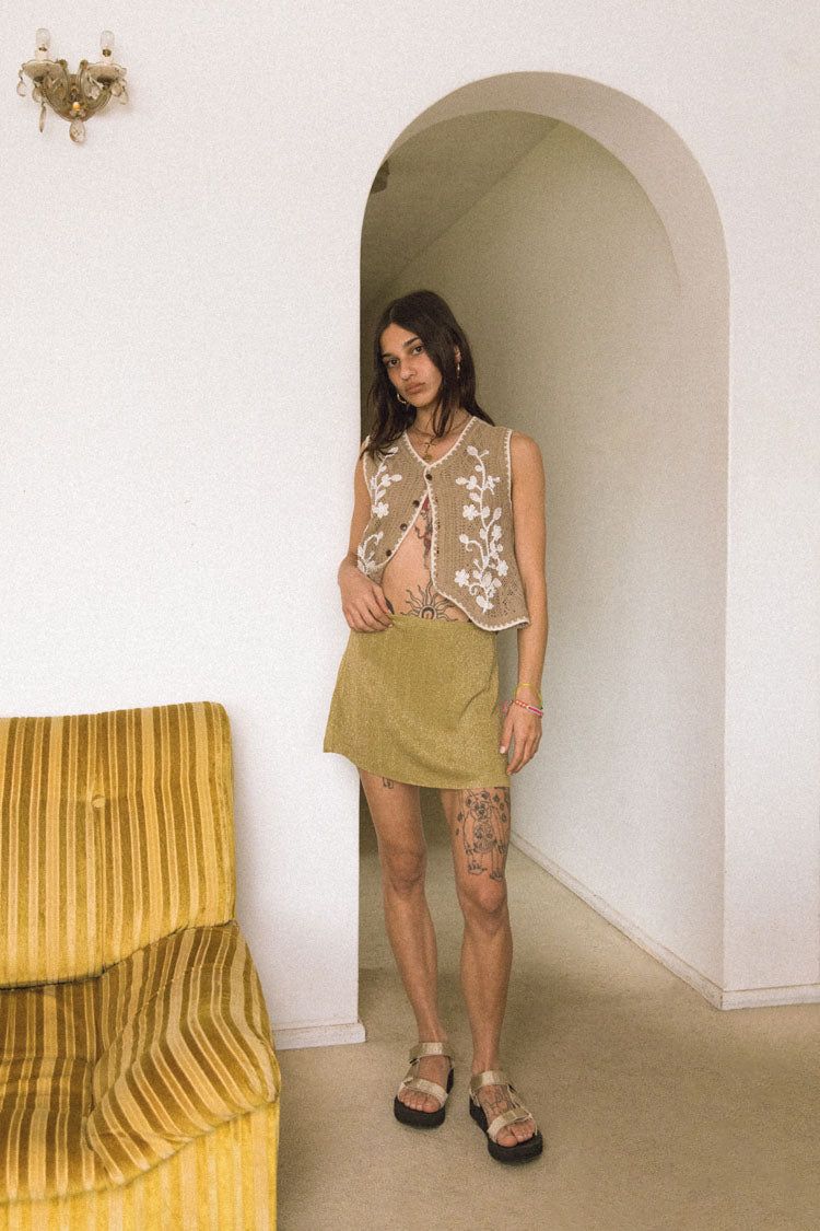 VRG GRL Stardust Knit Mini Skirt // Gold sold by Verge Girl product image thumbnail 5