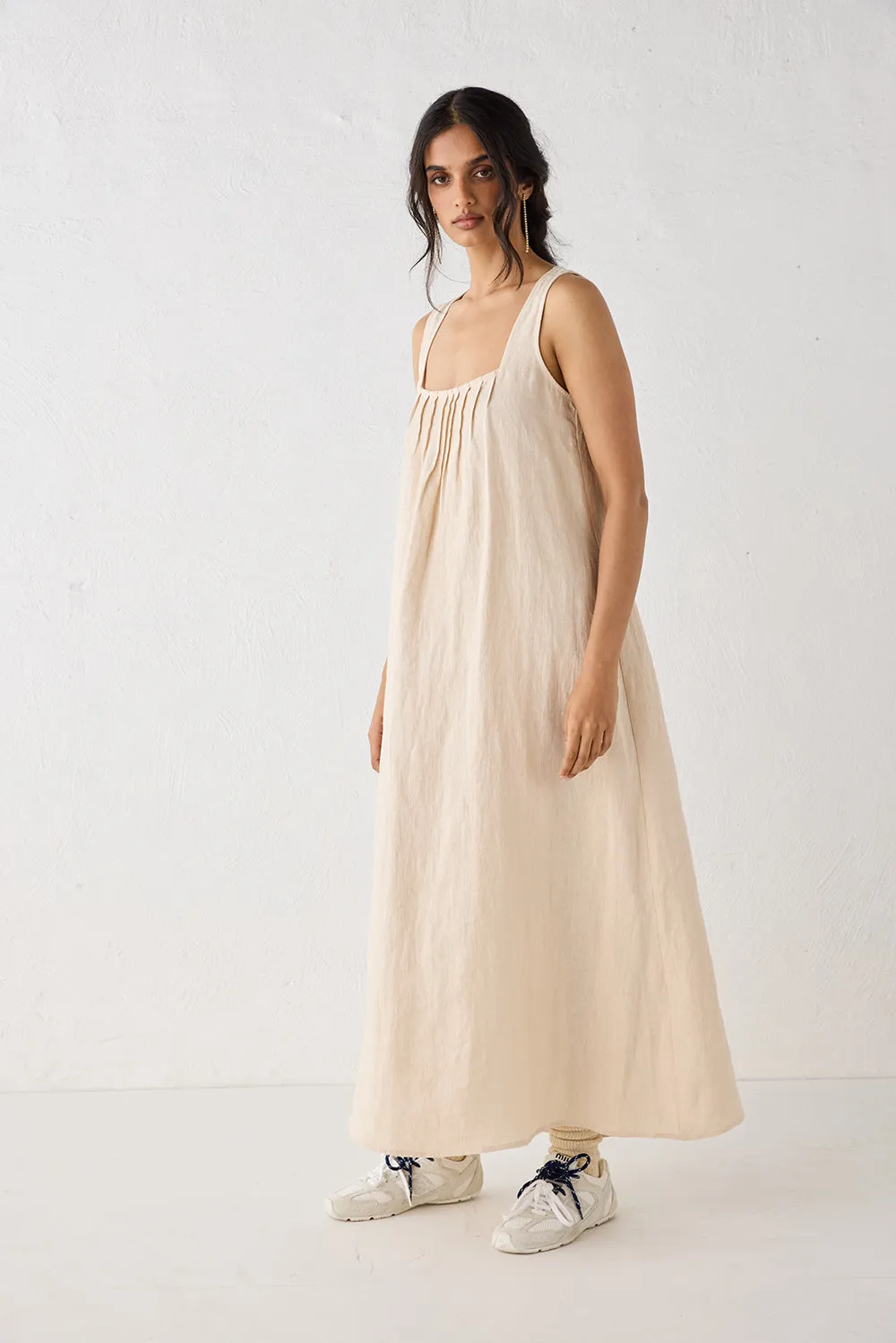 San Paolo Smock Linen Midi Dress Natural sold by Verge Girl product image thumbnail 3