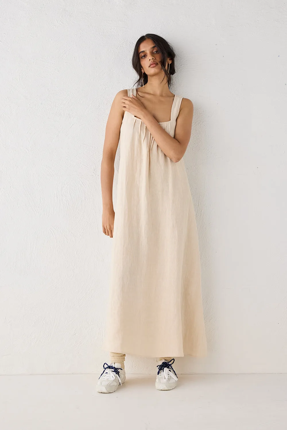 San Paolo Smock Linen Midi Dress Natural sold by Verge Girl product image thumbnail 2