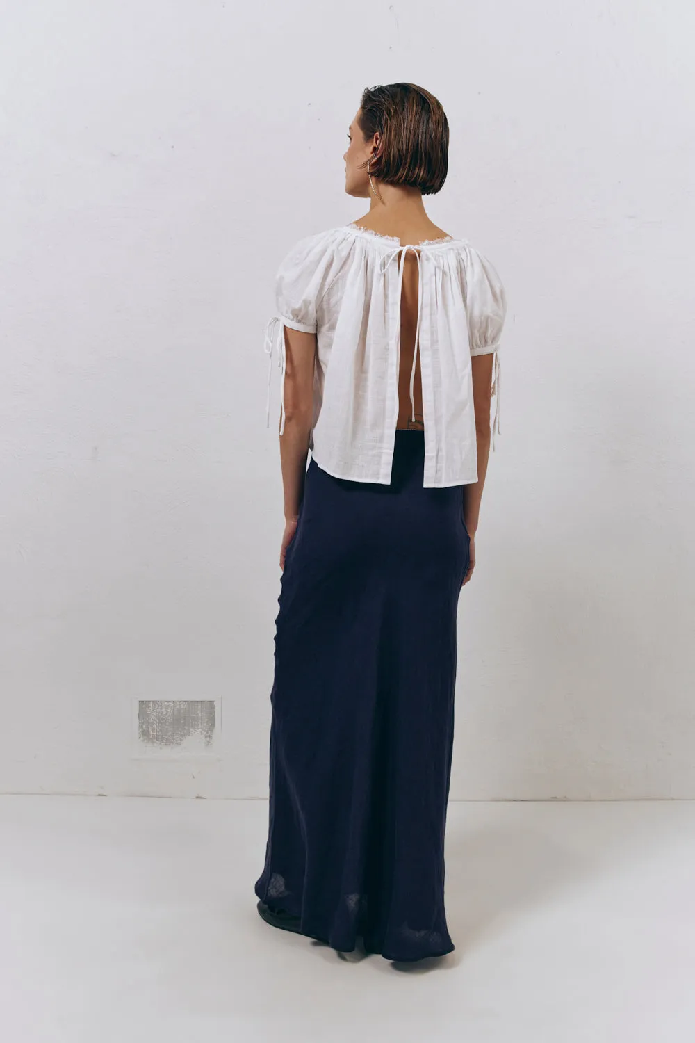 Italian Streets Linen Bias Cut Maxi Skirt Navy sold by Verge Girl product image thumbnail 2