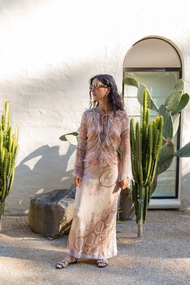 Paloma Bias Cut Maxi Skirt Paisley sold by Verge Girl
