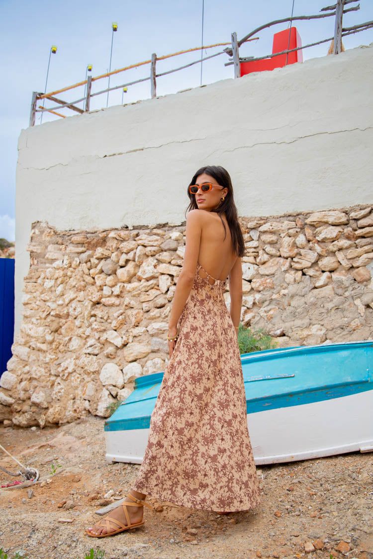 VRG GRL Sant Andrea Bias Cut Maxi Dress // Tan sold by Verge Girl