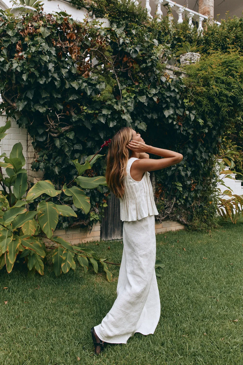 Ena Linen Bias Cut Maxi Skirt White sold by Verge Girl product image thumbnail 4