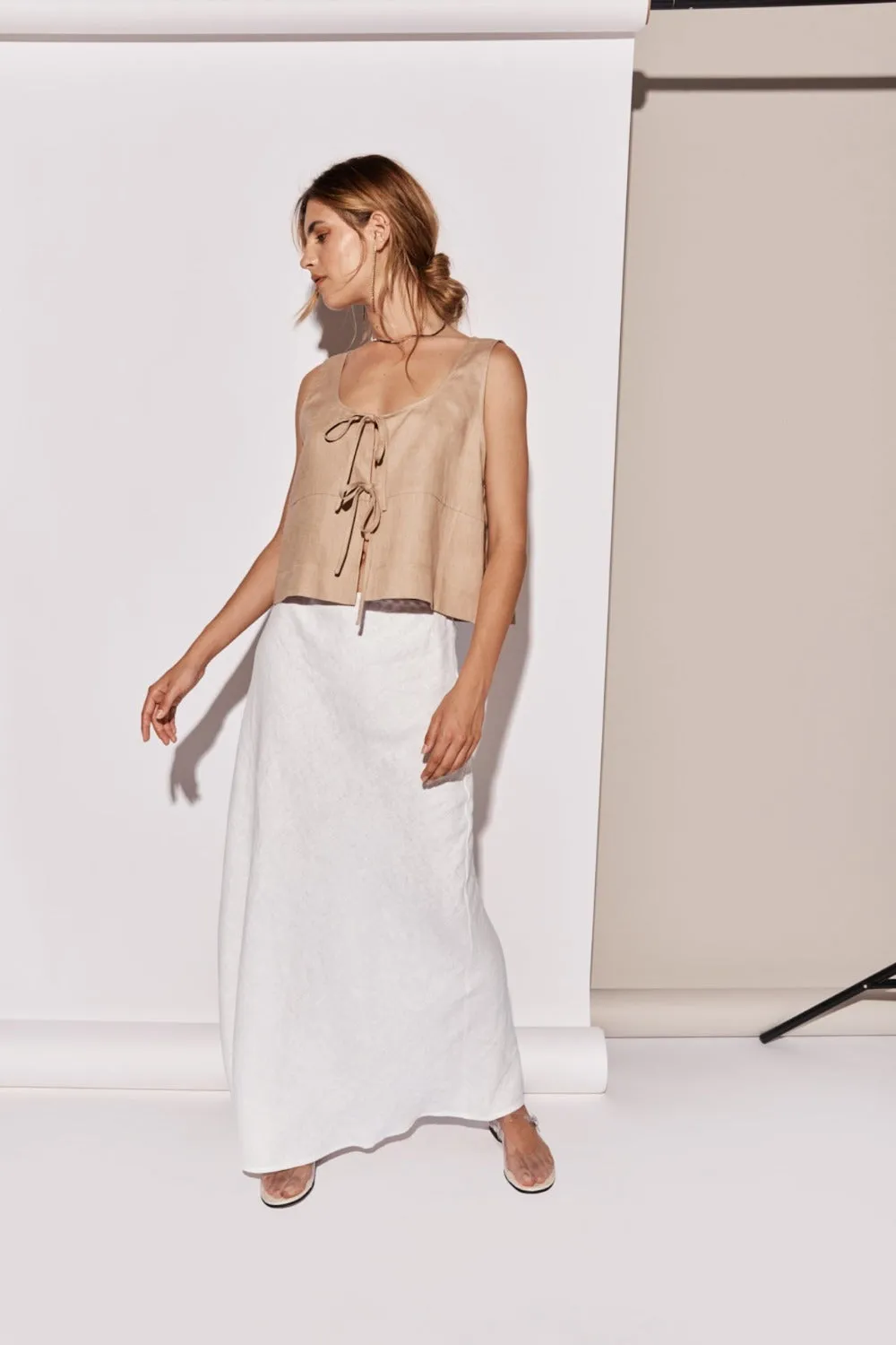 Ena Linen Bias Cut Maxi Skirt White sold by Verge Girl product image thumbnail 5
