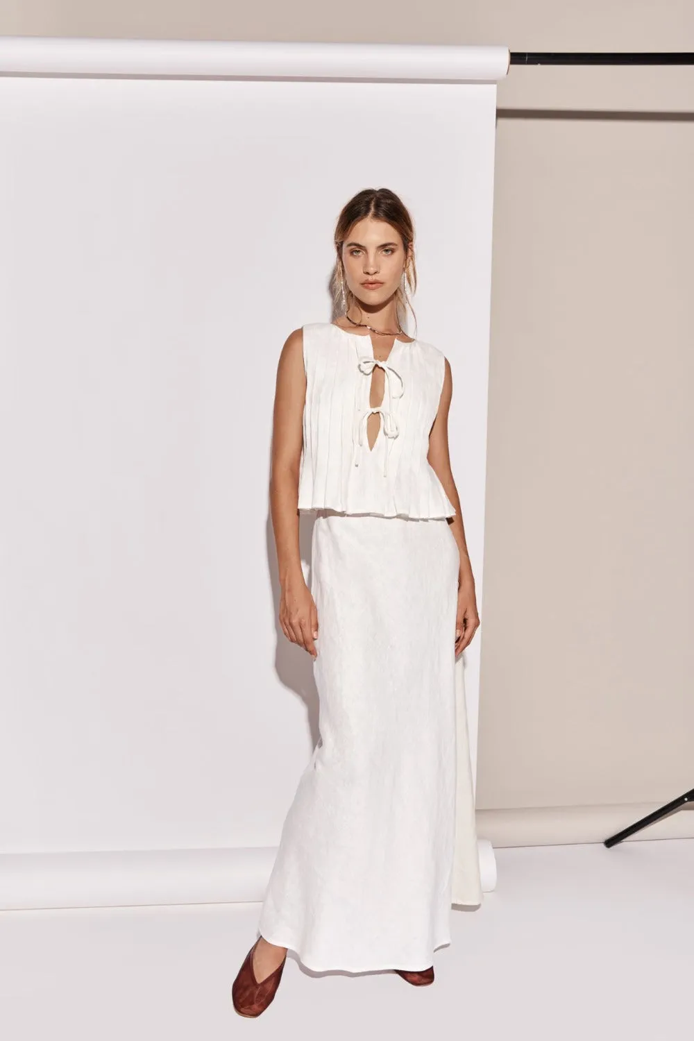 Ena Linen Bias Cut Maxi Skirt White sold by Verge Girl product image thumbnail 2