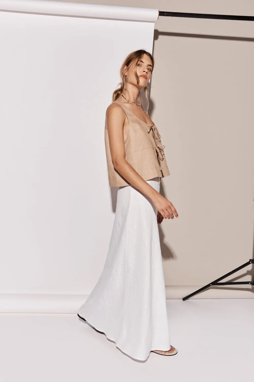 Ena Linen Bias Cut Maxi Skirt White sold by Verge Girl product image thumbnail 3