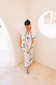 Mediterranean Blue Linen Button Front Shirt Blue sold by Verge Girl