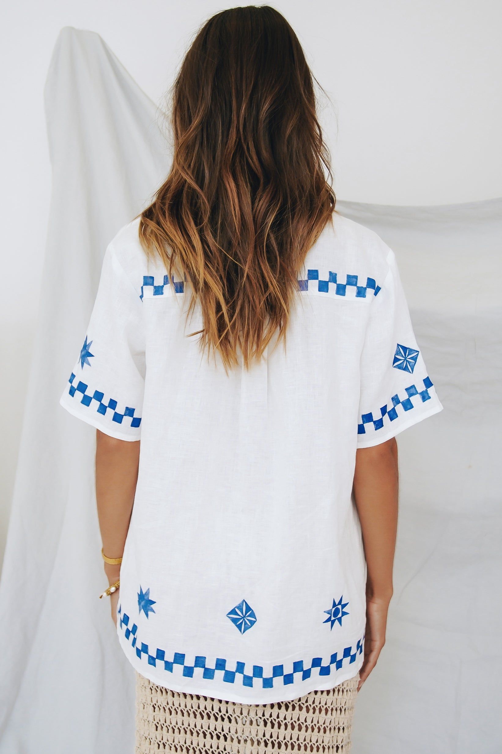 Mediterranean Blue Linen Button Front Shirt Blue sold by Verge Girl product image thumbnail 9