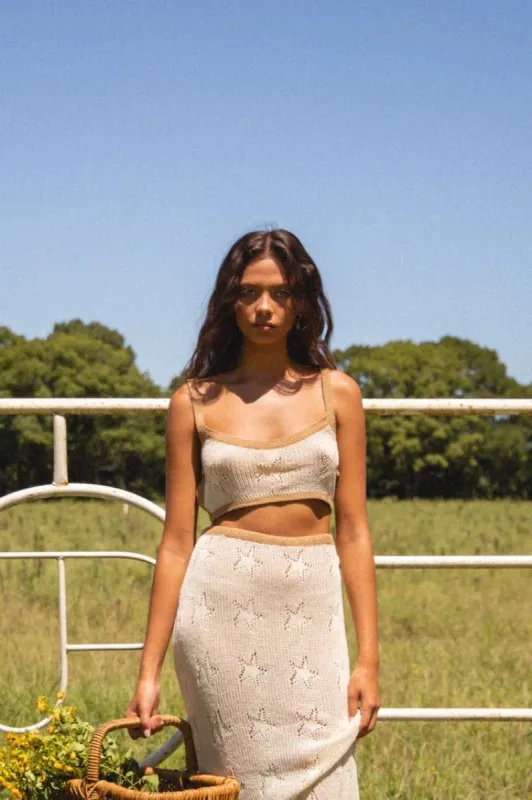 VRG GRL City Of Stars Knit Crop Top // Cream sold by Verge Girl