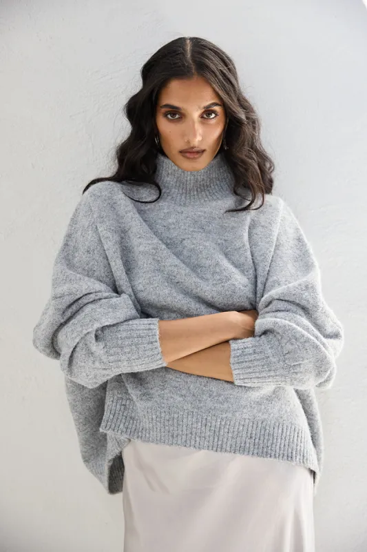 Yumi Knit Jumper Grey Marle sold by Verge Girl
