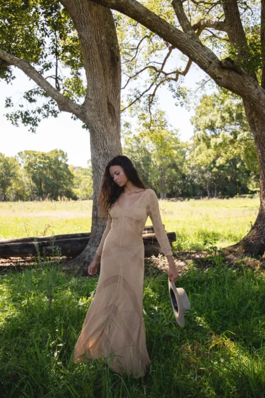 VRG GRL Body & Soul Knit Maxi Dress // Tan sold by Verge Girl