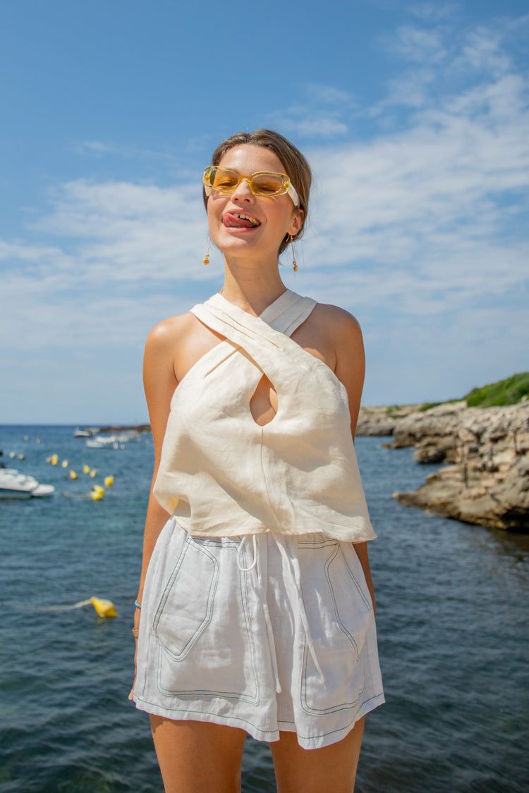 Allora Linen Top Cream sold by Verge Girl product image thumbnail 4