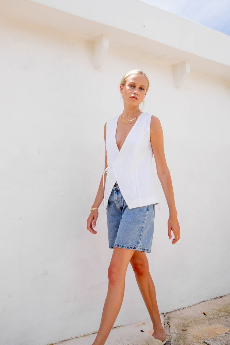 VRG GRL Poet Linen Vest // White sold by Verge Girl product image thumbnail 4